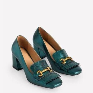 Boden Green Iris Ghillie Heeled Loafers